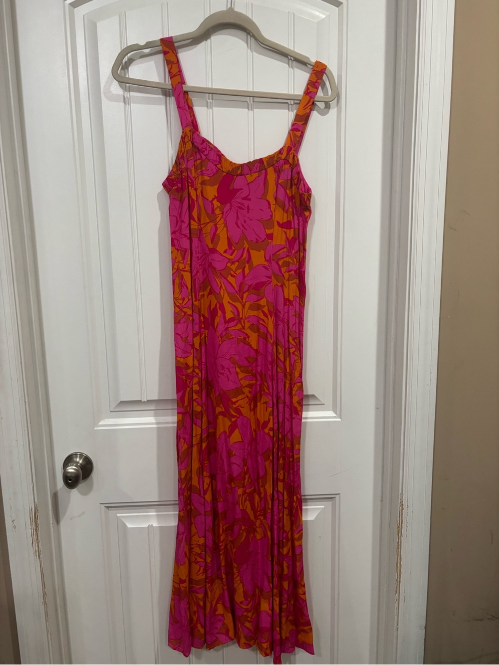fab'rik Pink & Orange Floral Spaghetti-Strap Midi Dress